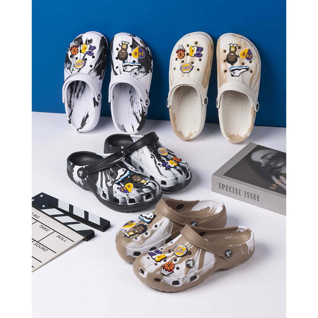 Black and white tie dye crocs clearance