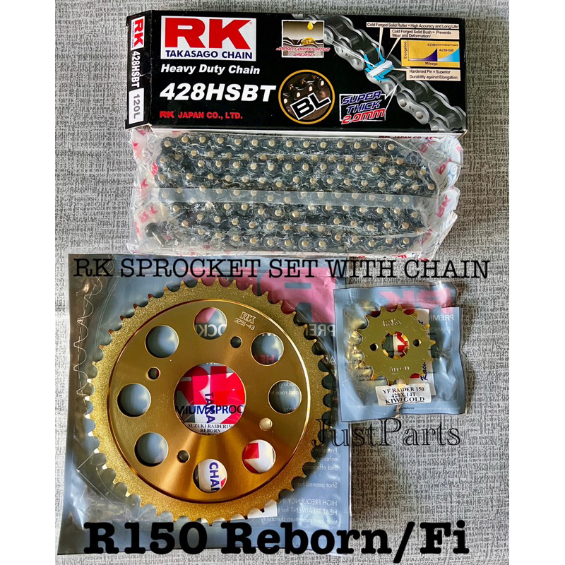 RK GOLD SPROCKET SET with BLACK CHAIN (428) RAIDER 150 REBORN / Fi Shopee Philippines