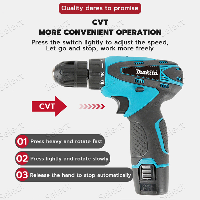 Mitsushi MLDZ12T Cordless Drill Driver 12V Double-Speed with 2 Li-ion ...