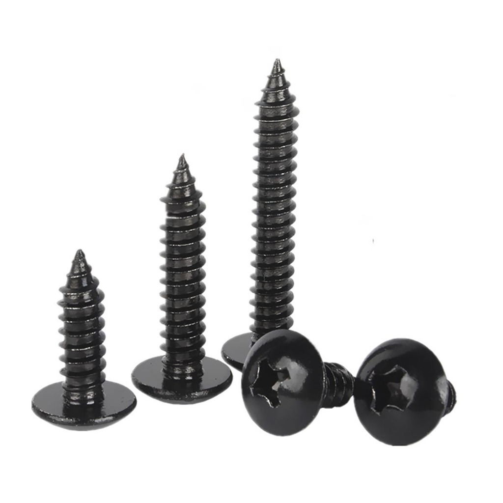 10pcs M4 M5 Iron Black Cross Large Flat Head Self Tapping Screw Round Head Self Tapping Screw 