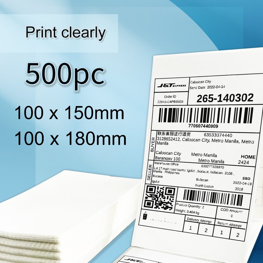 500pcs Thermal Printing Paper Sticker Label Adhesive Thermal Paper Pad ...