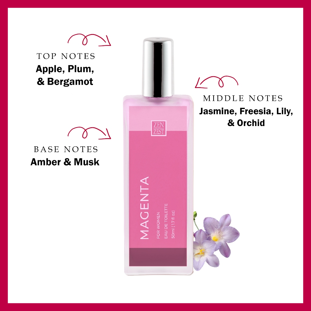 Zen Zest Oil Based Eau De Toilette Perfume For Women 50mL MAGENTA Long