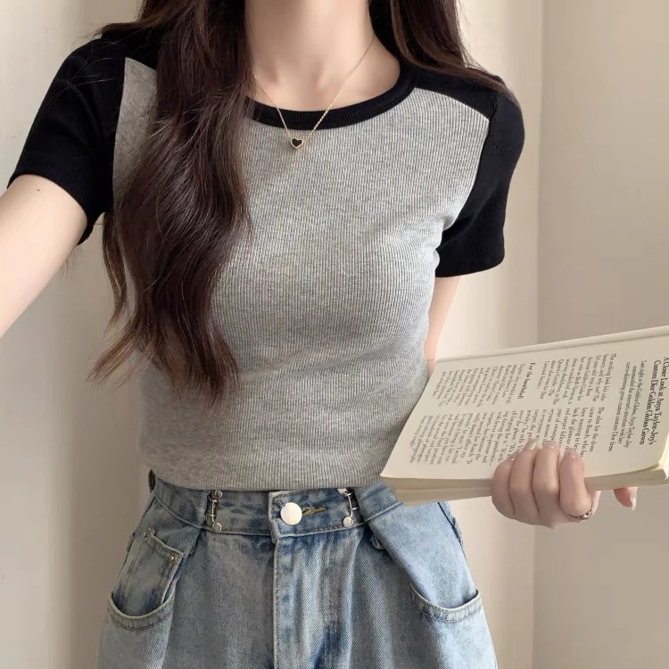 Angelcity Colorblock Raglan Sleeve Tee Two Tone T Shirt Short Sleeve ...