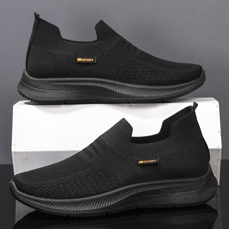 Slip On Shoes For Men Casual Black Rubber Sneakers For Men Casual Flats  Comfortable Walking Shoes
