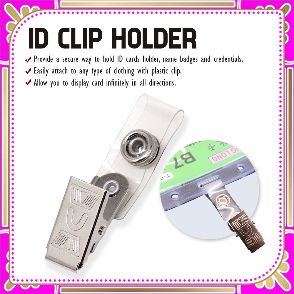 Metal Badge ID Clip Holder for ID'S (100 pcs per order) | Shopee ...