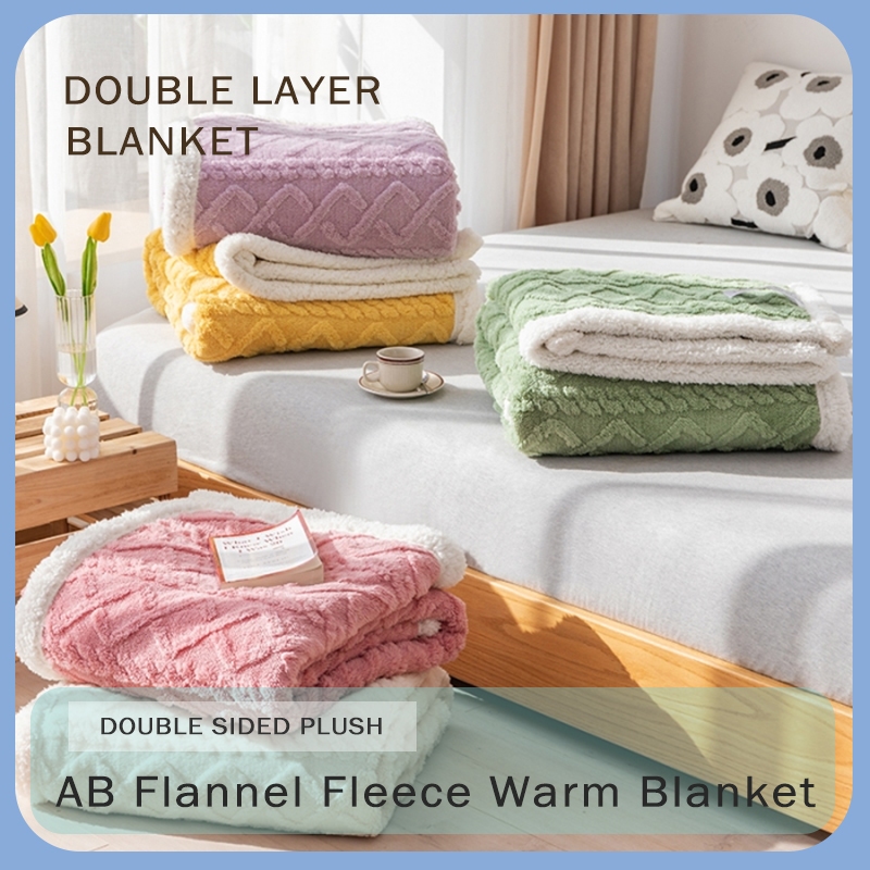 Plain Double Layer Thicker Blanket Warm Wool Blanket Super Soft Warm Micro  Plush Fleece Blankets - Main Image