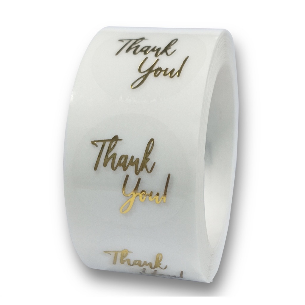 500pcs Clear Gold Foil Thank You Stickers For Small Business Wedding ...