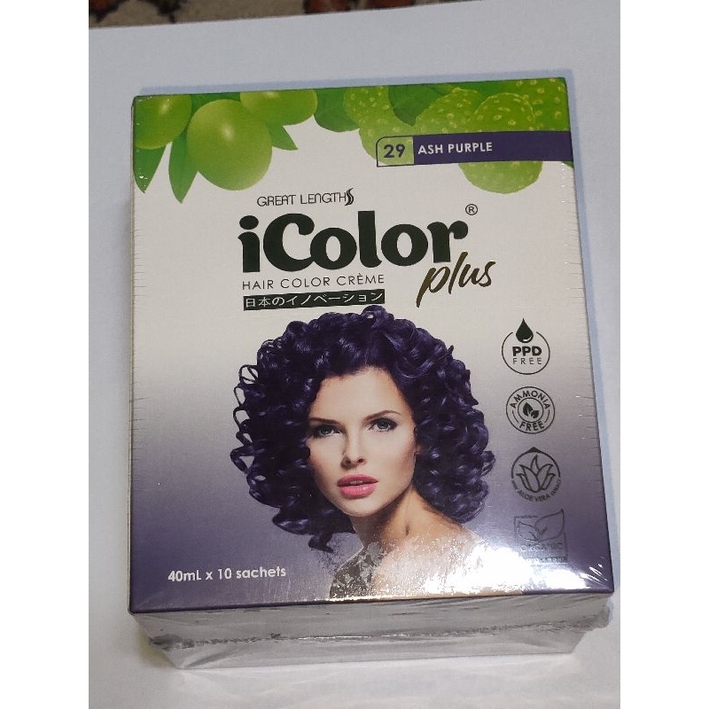 iColor Plus Hair Color Crème Ash Purple 40ml x 10 Sachets Shopee