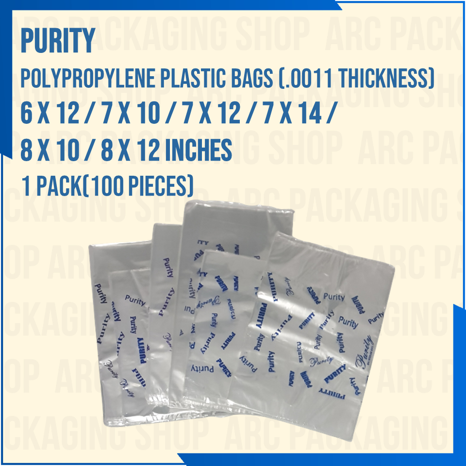 Purity Polypropylene PP Plastic Bags .0011 (6x12/7x10/7x12/7x14/8x10 ...