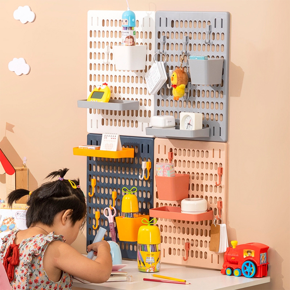 Children's Study Room Wall Shelf Pegboard Storage Rack without Punching ...