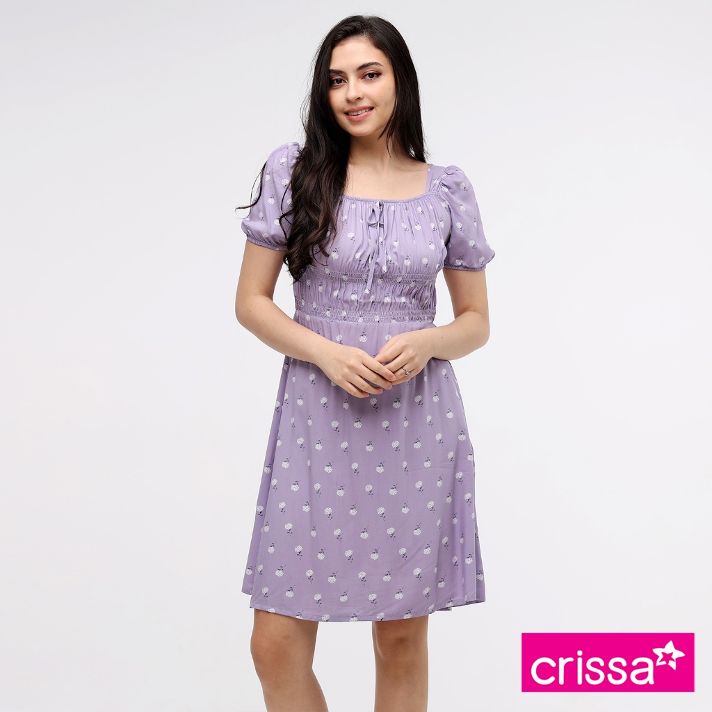 Crissa Woven Printed Rayon Short Sleeves Dress CSDT18-0129 | Shopee ...