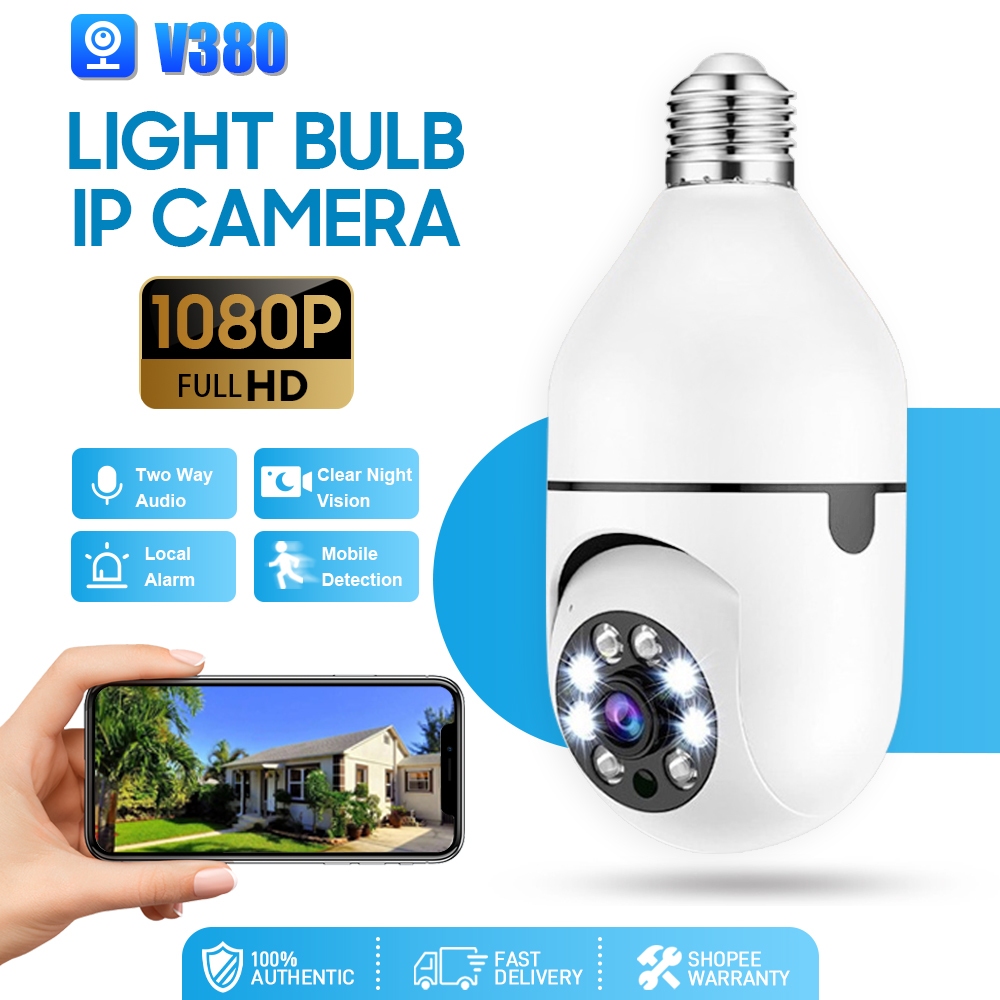 V380 Pro BULB PTZ Camera Auto Tracking Night Vision 1080p Wireless CCTV ...