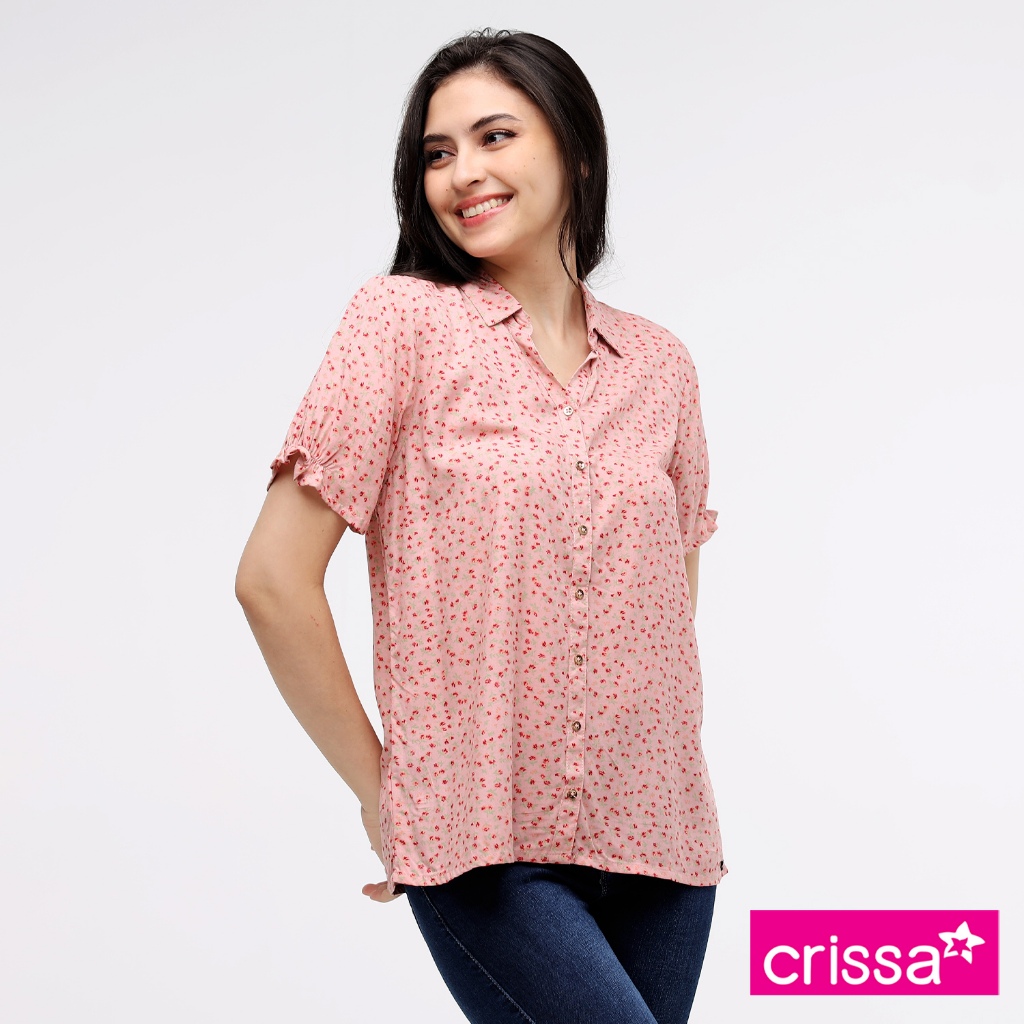 Crissa Woven Printed Rayon Short Sleeves Blouse CSFT18-0054 | Shopee ...