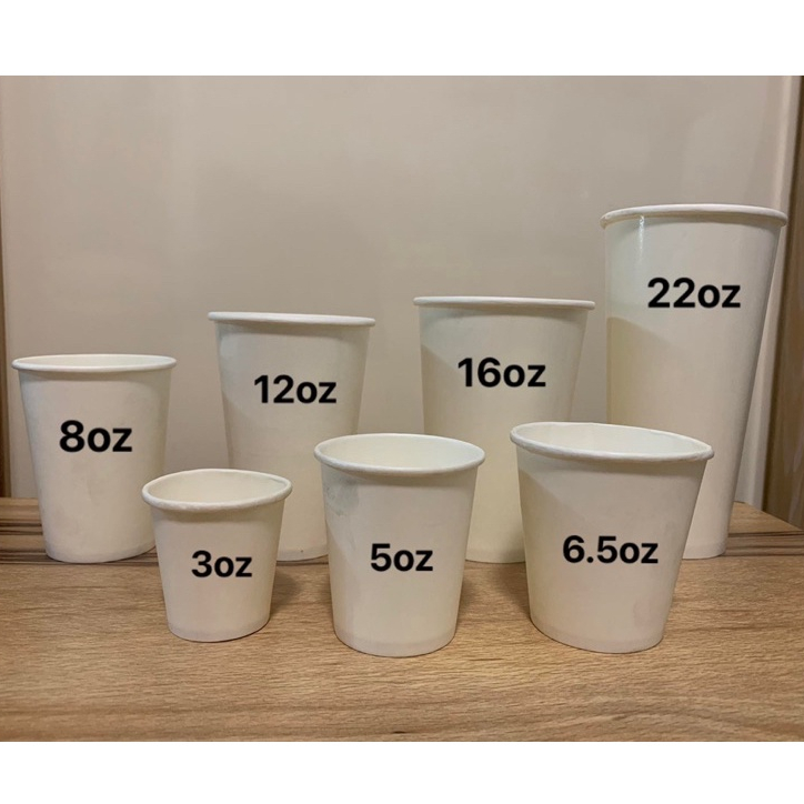 100pcs Plain White Paper Cup 5oz 6 5oz 8oz 12oz 16oz And 22oz With