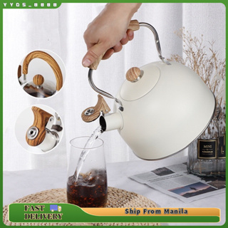 Stove Top Whistling Kettle, Stainless Steel Tea Kettle Teapot With Wood  Pattern Folding Handle For Gas Stove Induction, 3l