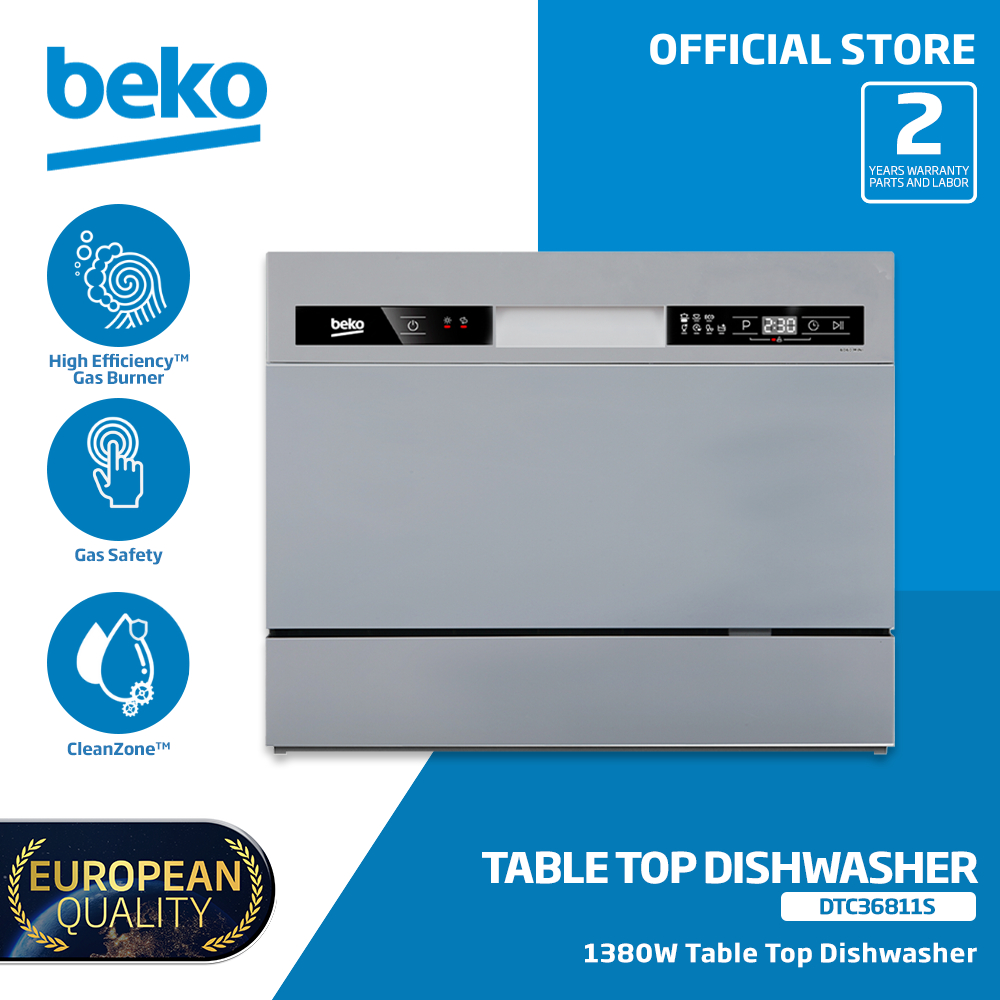 Beko Tabletop Dishwasher 6 Dishwashing Programs (Silver Finish
