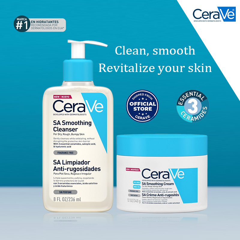 Cerave SA Smoothing Cleanser & SA Smoothing Cream Pimple Remover Gentle