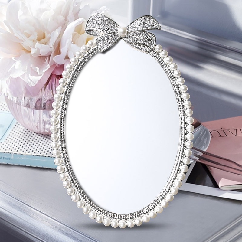 Gladking Pearl Floral Frame Makeup Mirror With Table Stand Shopee