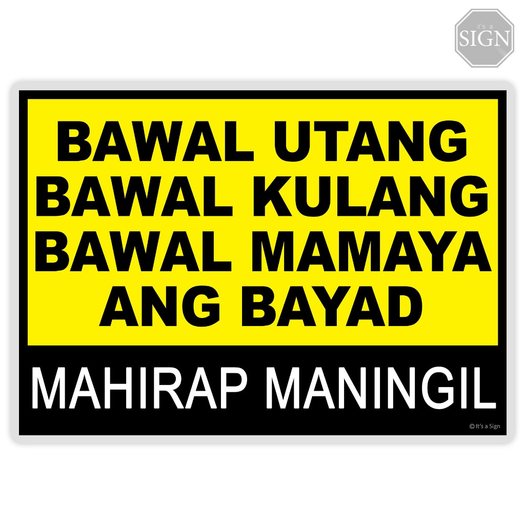 Bawal Utang Tindahan Sign - Laminated Signage Labels - A4 Size | Shopee ...