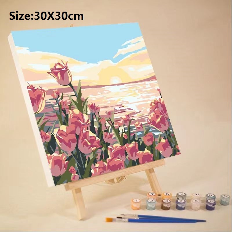 【30X30cm/ 40×50cm with frame】DIY Digital Oil Painting Paint By Numbers ...