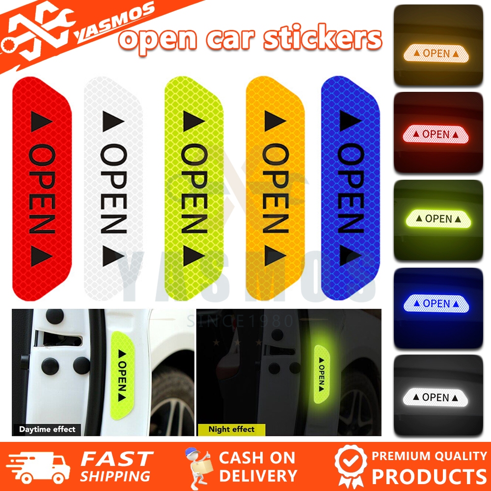 4PCS Car Door Reflective Sticker Open High Reflections Adhesive Tape