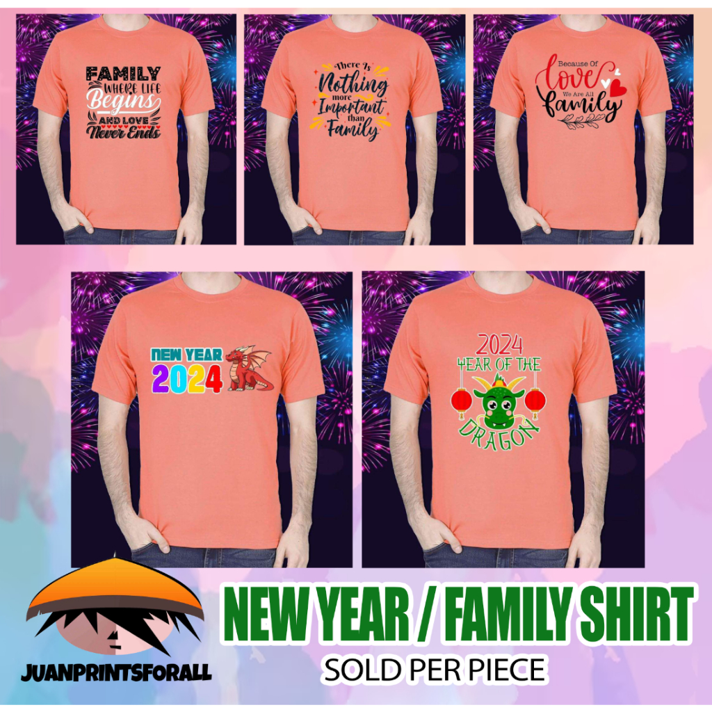 NEW YEAR 2024 Family Tshirt Sold per piece APRICOT CRUSH color of the