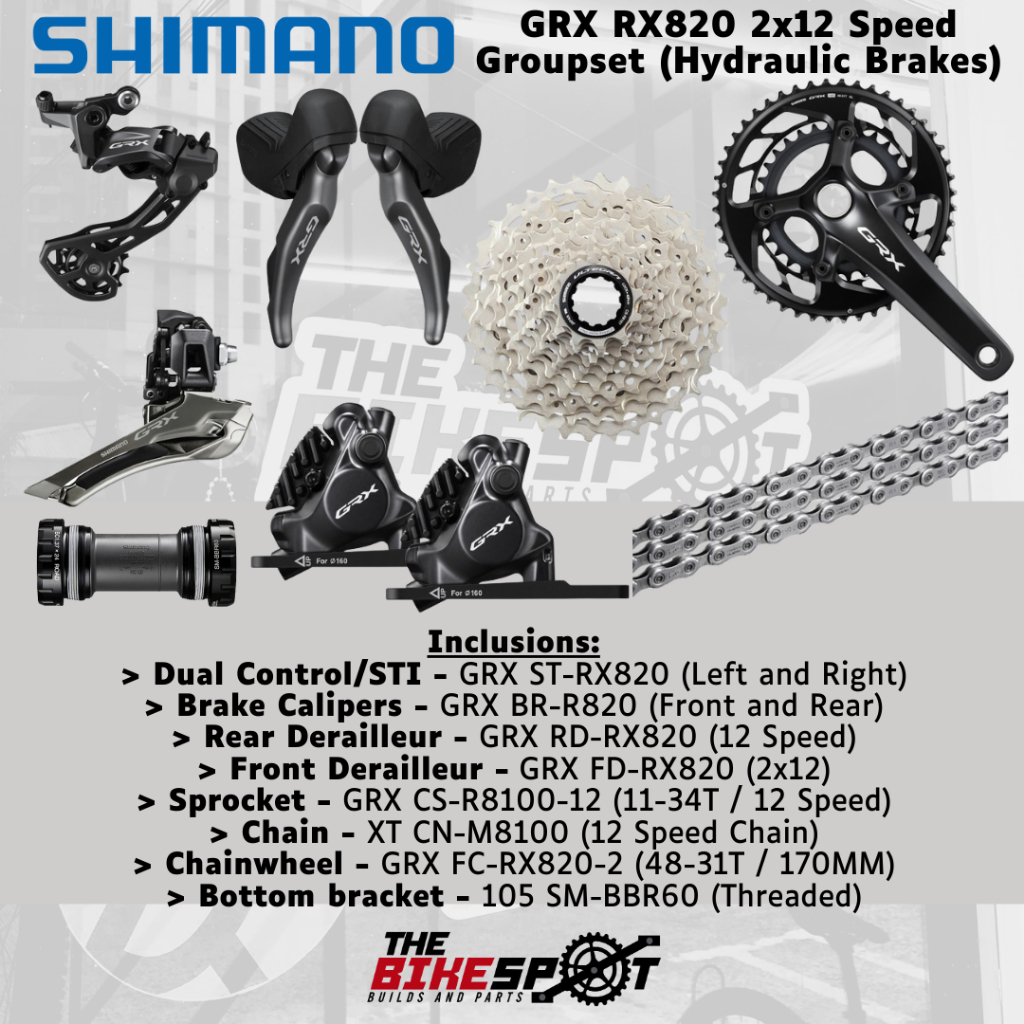 Shimano GRX RX820 2x12 Speed Groupset (Hydraulic Brakes) Shopee