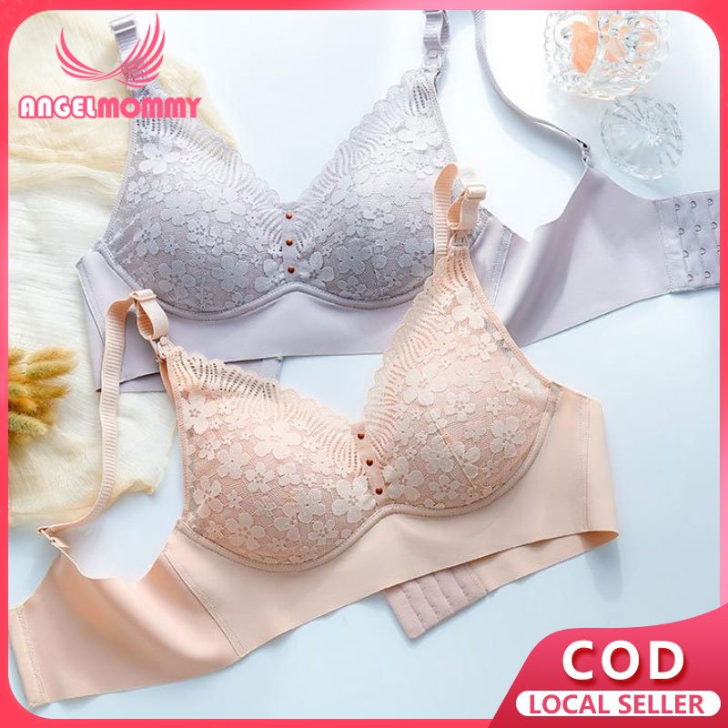 Breastfeeding Bra Wireless Nursing Bra One-handed Pregnant Woman Push ...