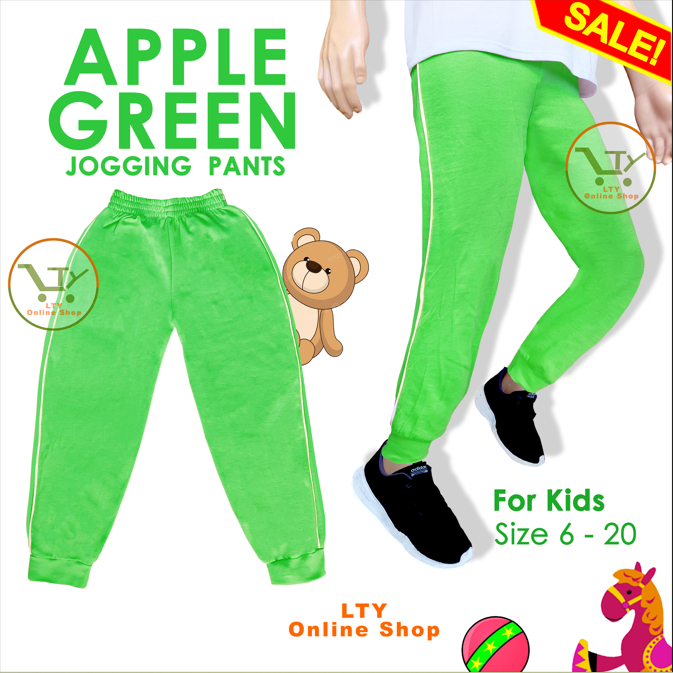 APPLE GREEN Jogging Pants P.E. Uniform 4 Kids Unisex Boys Girls P.E School Pants LIGHT NEON BOY GIRL Shopee Philippines