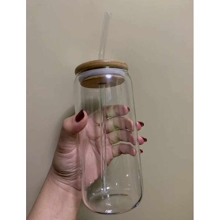 1pc, Glass Cup With Lid And Glass Straw, 20oz High Borosilicate Glass  Tumbler, Iced Coffee Cup For Water, Smoothie, Tea, And More