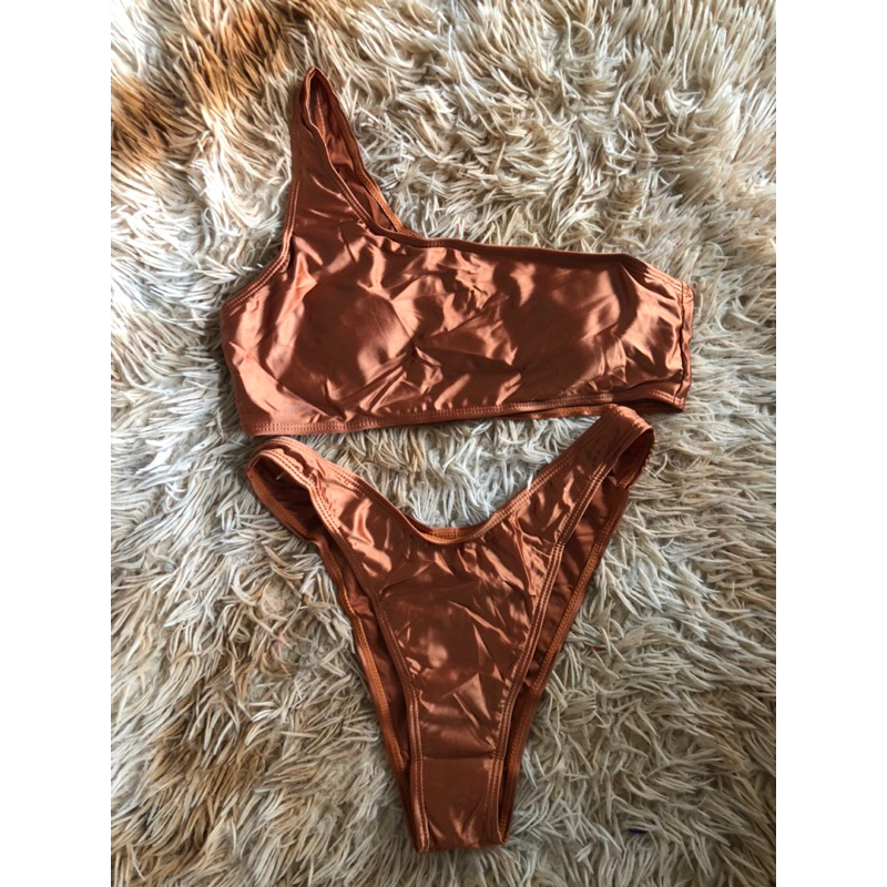 Swimsuit High Cut White and Rust | Shopee Philippines