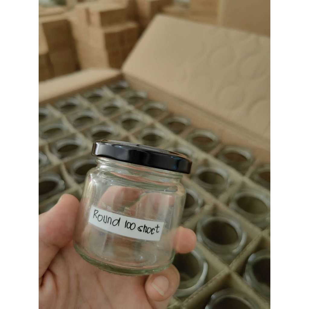 (1 Box) 120pcs 100ml & 120ml Round Short Mini Glass Jar with Metal Lid ...