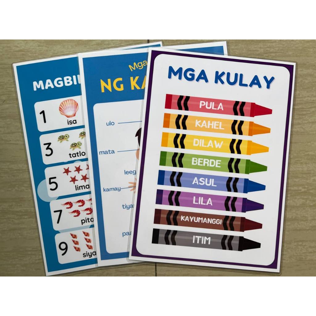 TAGALOG Kulay Bahagi ng Katawan Educational learning materials for kids ...