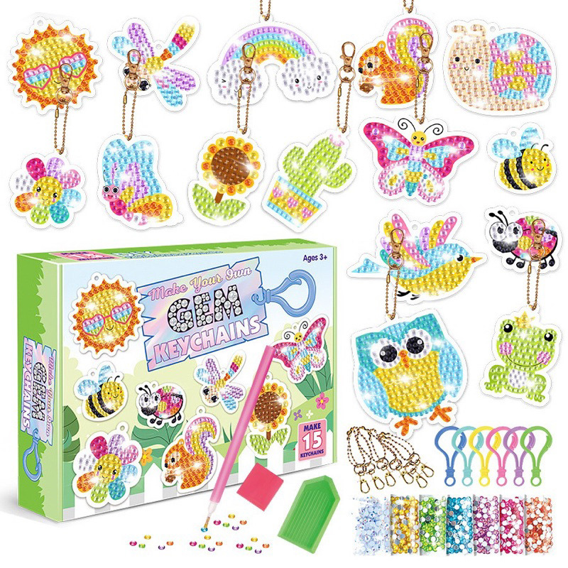 DIY Diamond GEM Make Your Own Keychain Art Activity Toys for Kids ...
