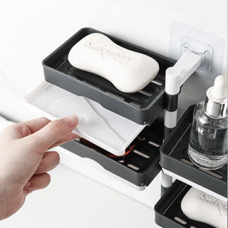 Punch-free Soap Dish Wall Mounted Adhesive Bathroom Shelf With Drain For  Soap Storage, No Nail Needed