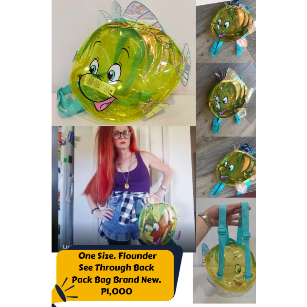 The Little Mermaid Flounder Bag See Through Back Pack Bag Ariel Swim