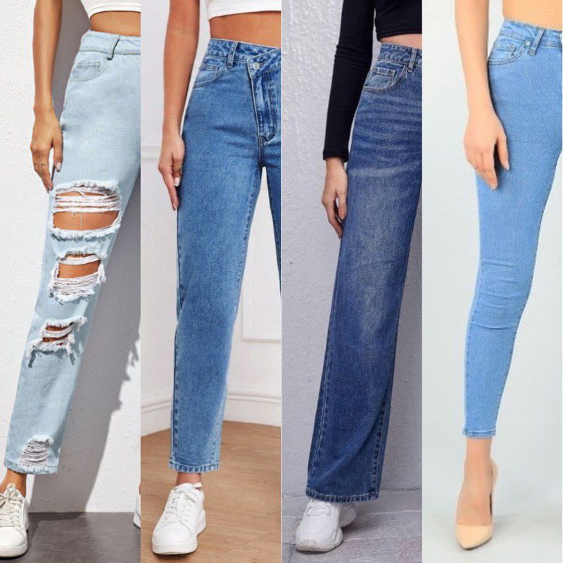 Denim / Maong pants skinny baggy wideleg moms jeans tattered mix for ...