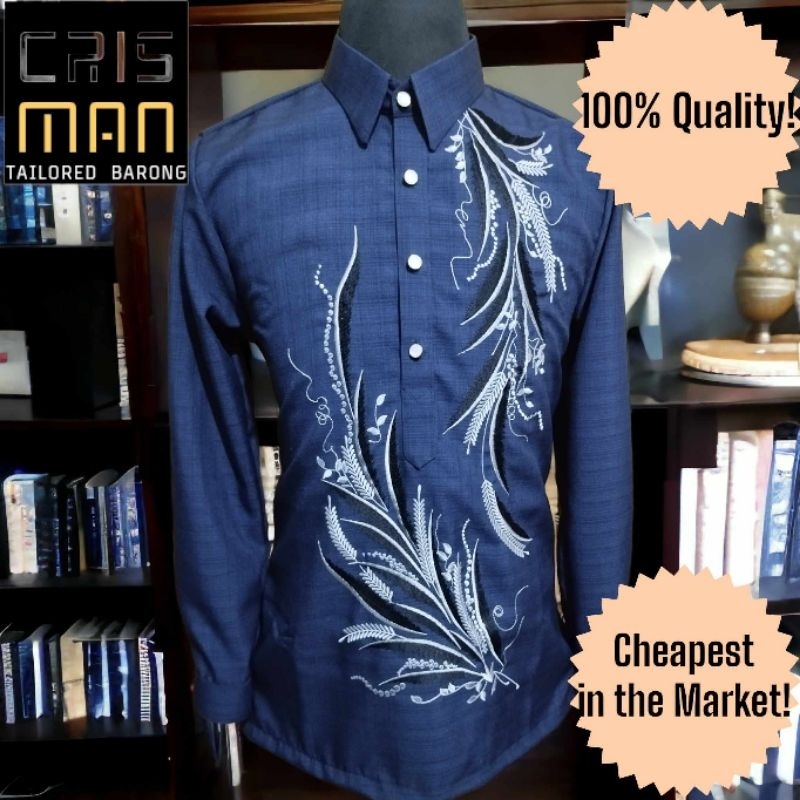 Barong Blue Long Sleeve Crop Top main image 1