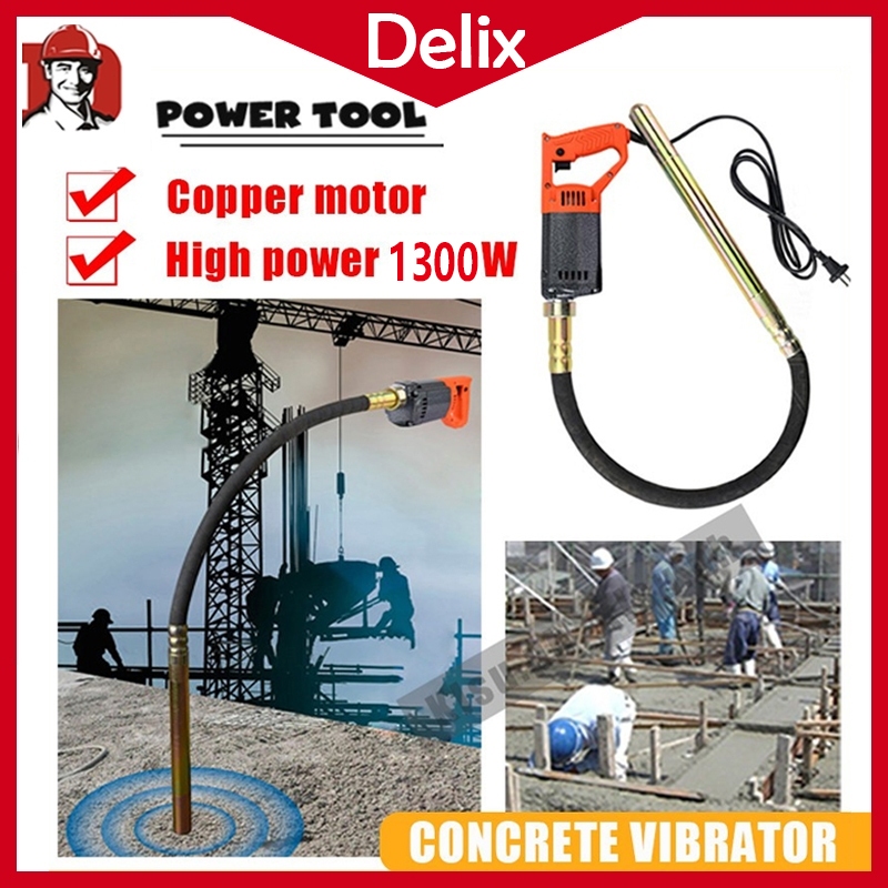 1300W Concrete Vibrators Electric Cement Soil Mixer 3/4 HP Heavy Duty