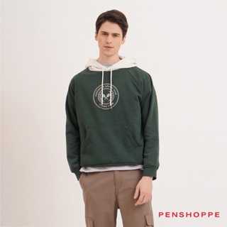 Penshoppe Relaxed Fit Hoodie With Penshoppe Embroidery For Men (Dark ...