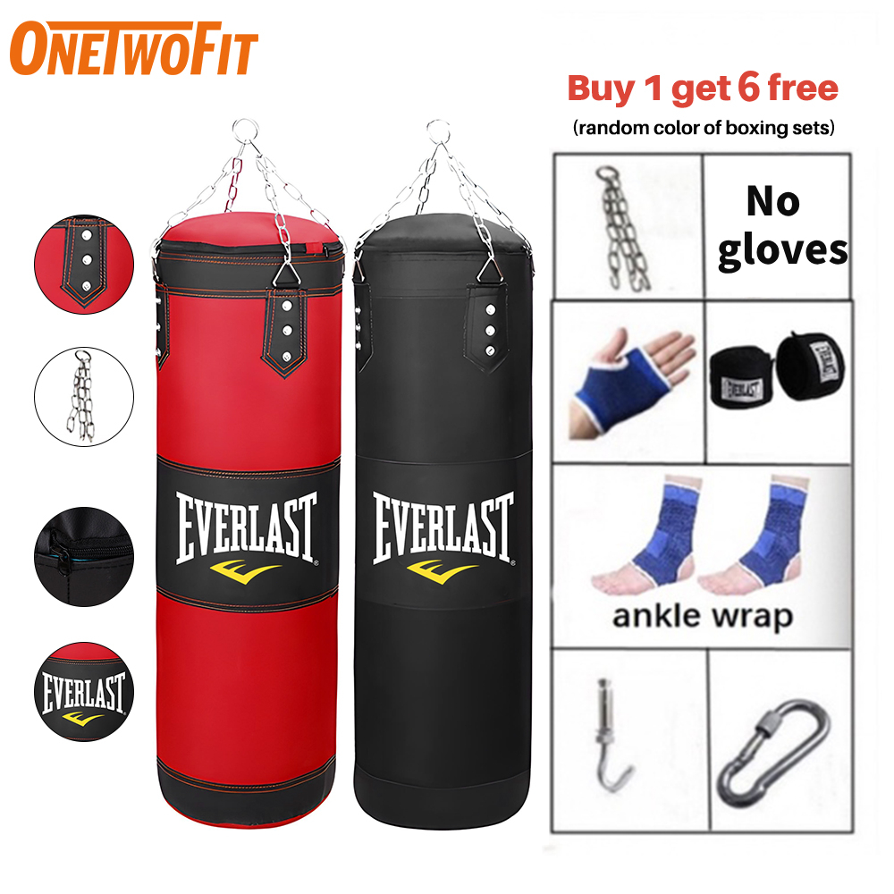 Boxing Sandbag Punching Bag 120CM Hollow Heavy Duty Training MMA With Gloves Shopee