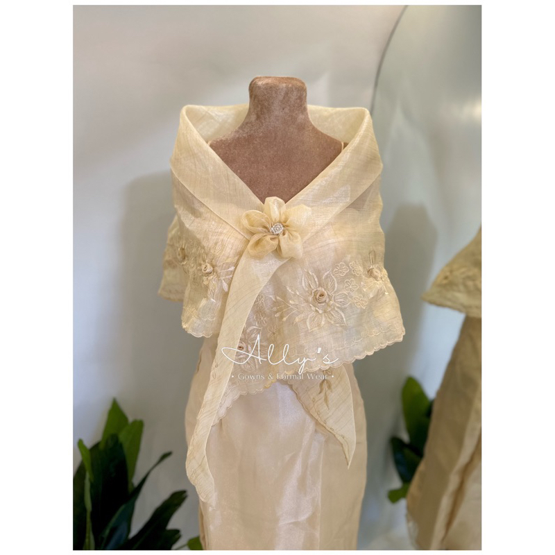 Filipiniana Alampay Pinya Organza with Free Flower Bruche | Shopee ...