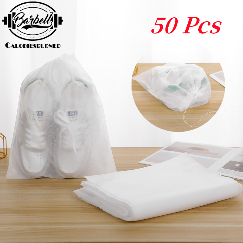 50Pcs Shoe Bag with Drawcord Shoe Dust Covers Nonwoven Shoe Storage