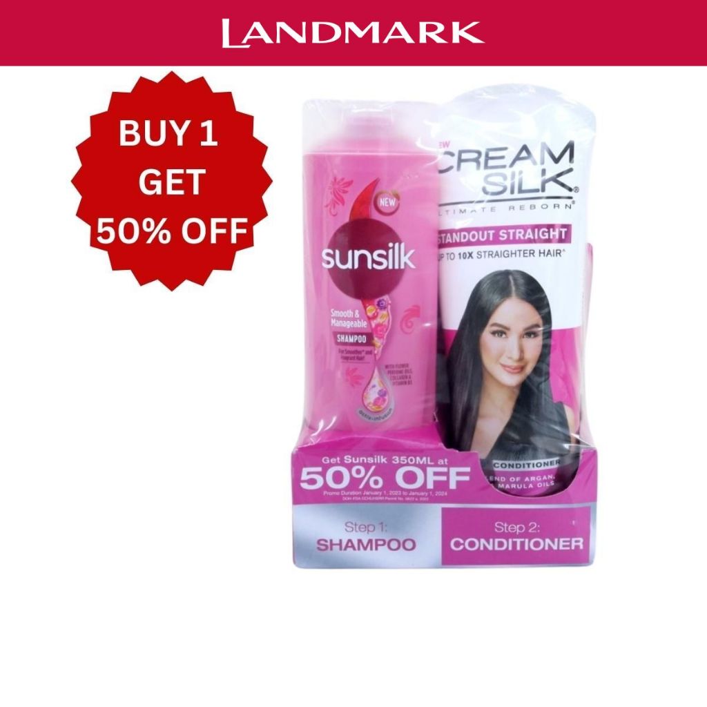 Creamsilk Silky Straight Conditioner 350ml Plus Sunsilk Pink Shampoo 350ml 50 Off Shopee