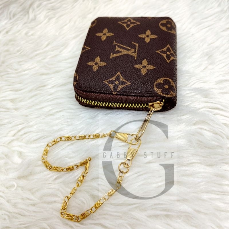 LV Ladies Single Zipper Wallet Mini Wallet With Gold Wrist Strap