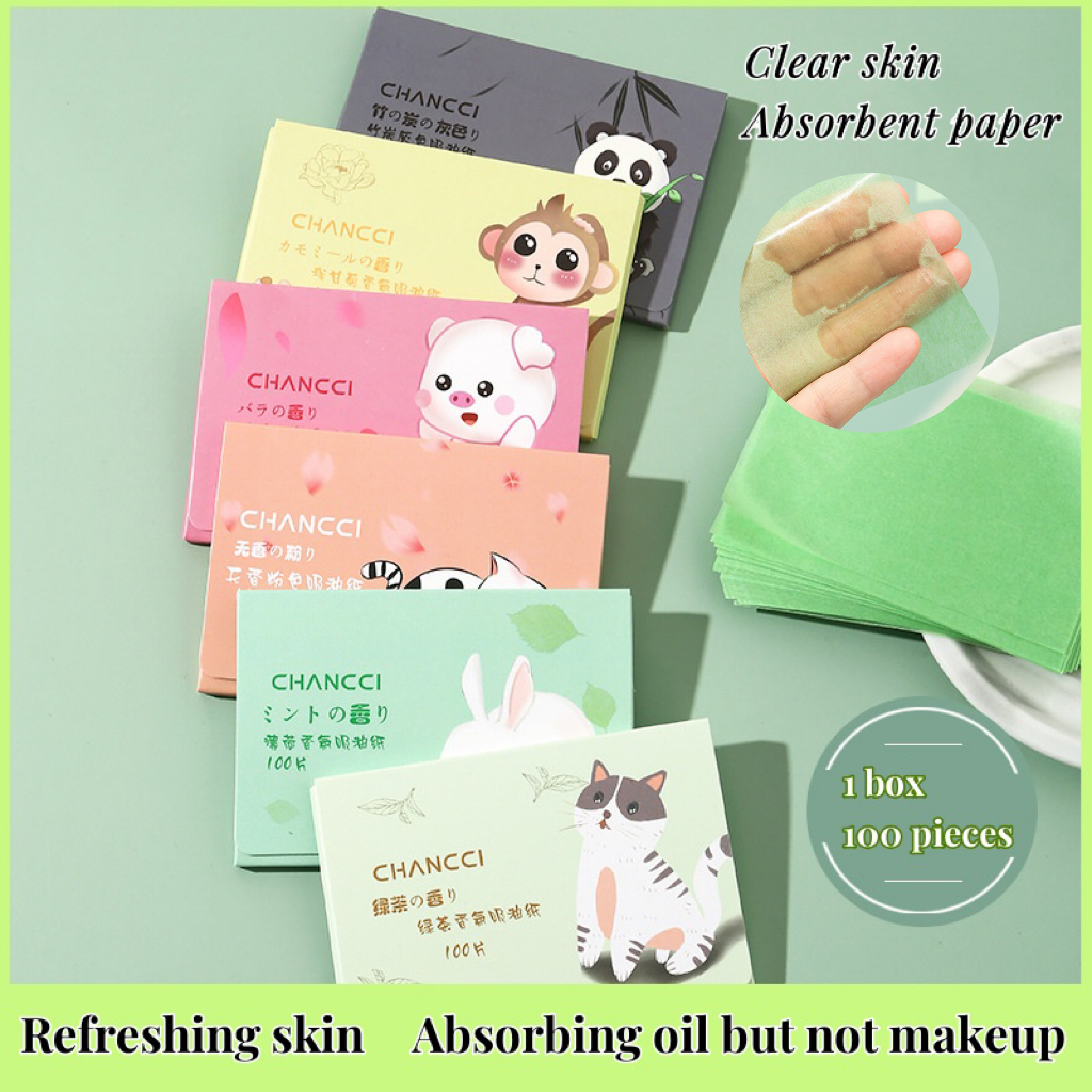 100Pcs Oil Blotting Paper Facial Linen Green Tea Bamboo Charcoal Smooth ...