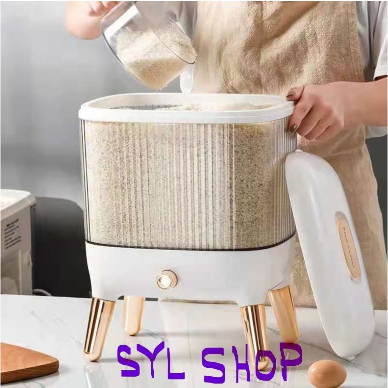 10kg Press Rice dispenser insect proof bucket w/ measuring cup | Shopee ...