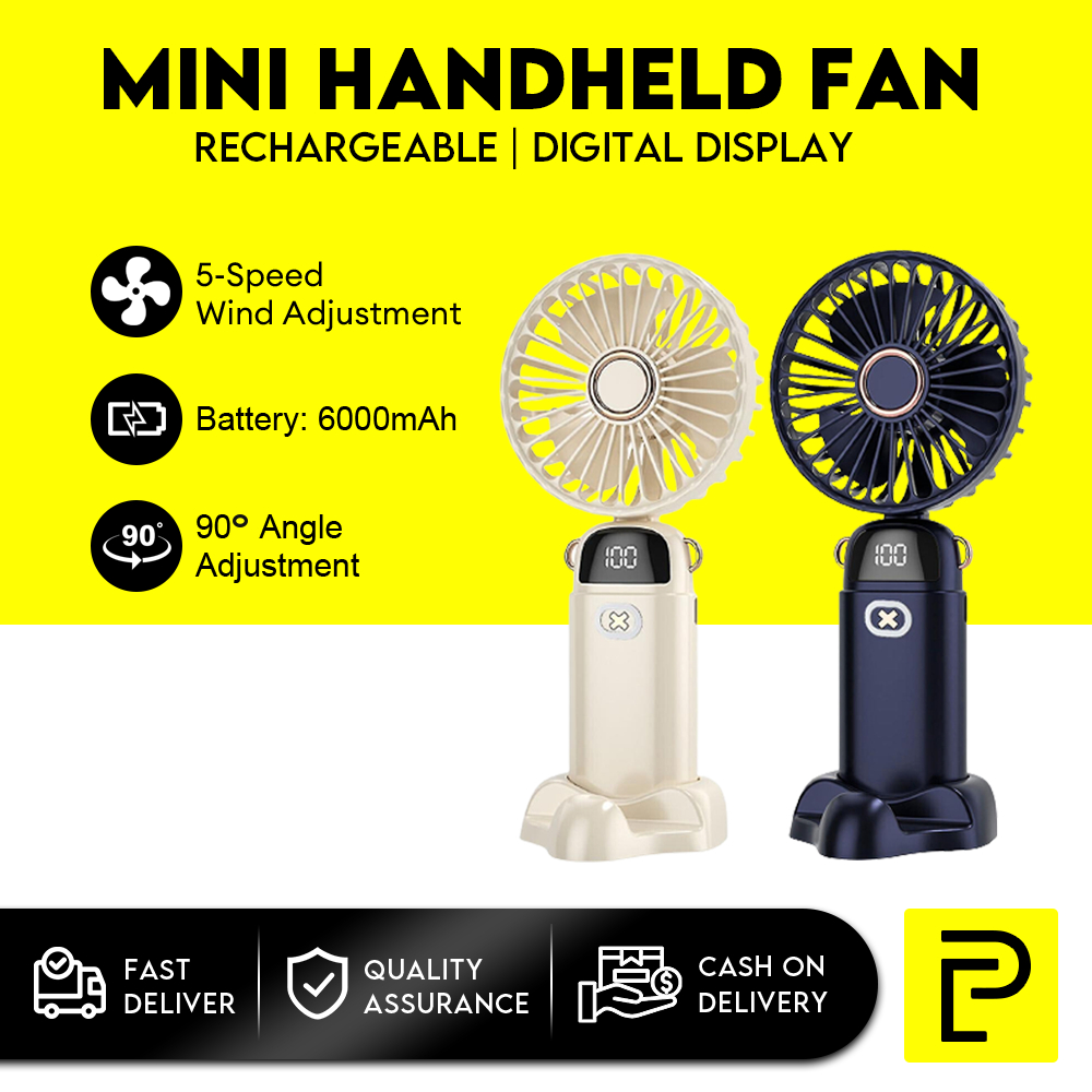 Popcorn 6000mAh Mini Portable HandHeld USB Rechargeable Fan 5 Speed