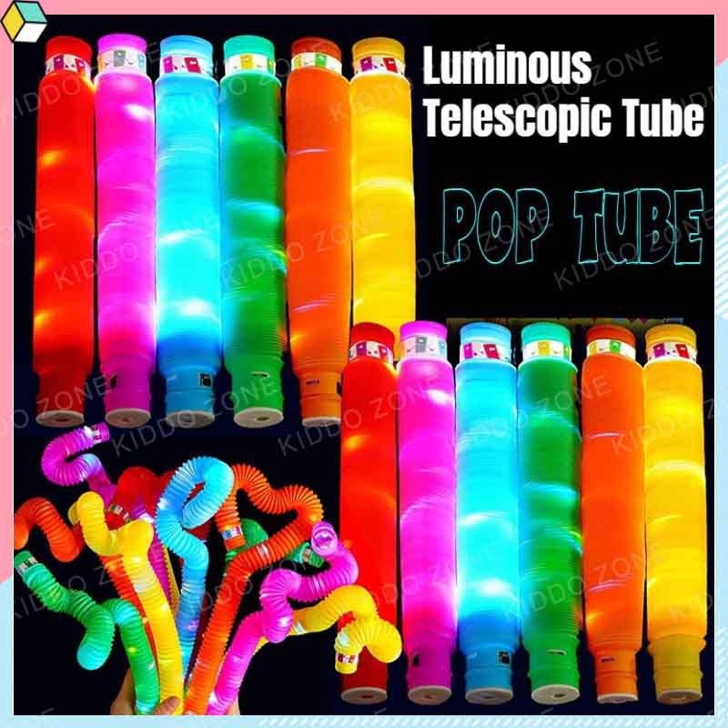 6PCS Pop Tube With Light Decompression Luminous Pop Tube Toy Birthday ...