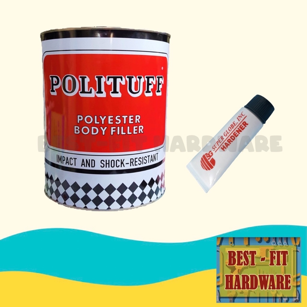 POLITUFF 1L SET / EXTRA HARDENER CREAM POLYESTER BODY FILLER Shopee